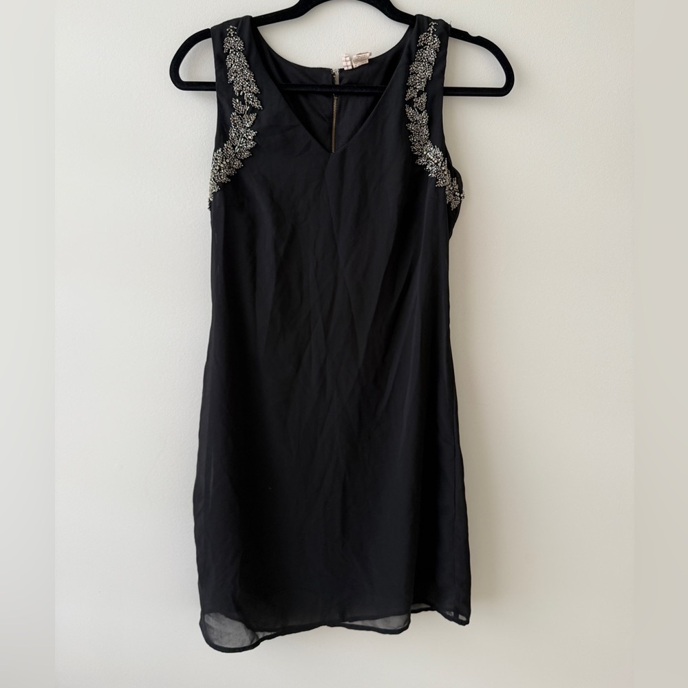 Japna Black Mini Dress with Silver Embellishments